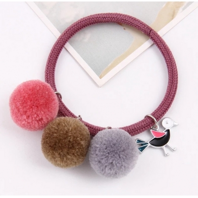 Cute Candy Pompon Elastic Hair Bands Girls Faux Fur Ball Hair Accessories